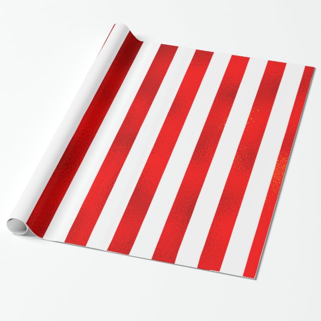 Papel De Regalo Falsas rayas verticales blancas rojas "raya del (Desenrollado)
