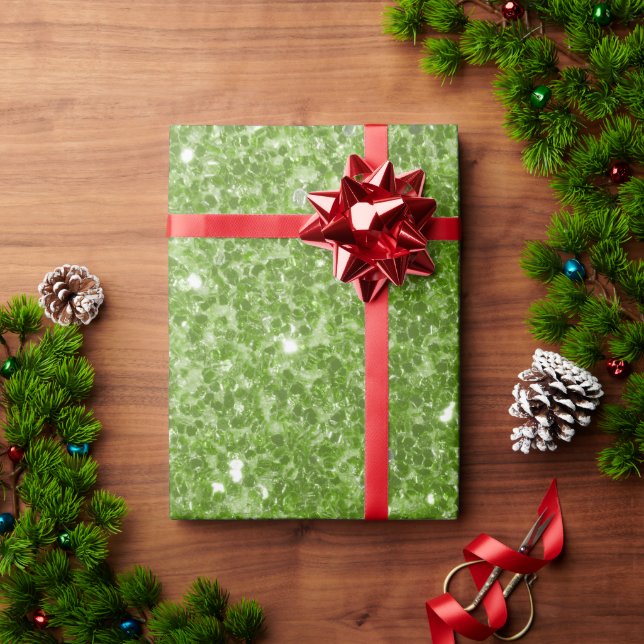 Papel De Regalo Falso brillo verde claro verde vegetación (Regalo de vacaciones)