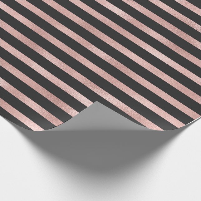 Papel De Regalo Falsos Relieve metalizado dorado y rayas negras (Esquina)