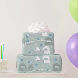 Papel De Regalo Familia Blue Snowflake Shiba En Suéter Azteca