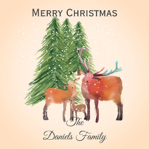 Papel De Regalo Familia de ciervos personalizados de Navidad