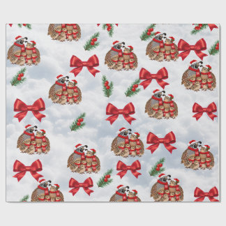 Papel de Regalo Familia de Codornices de Navidad