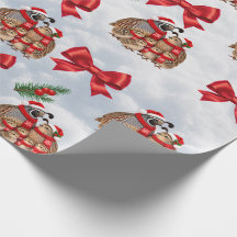 Papel de Regalo Familia de Codornices de Navidad