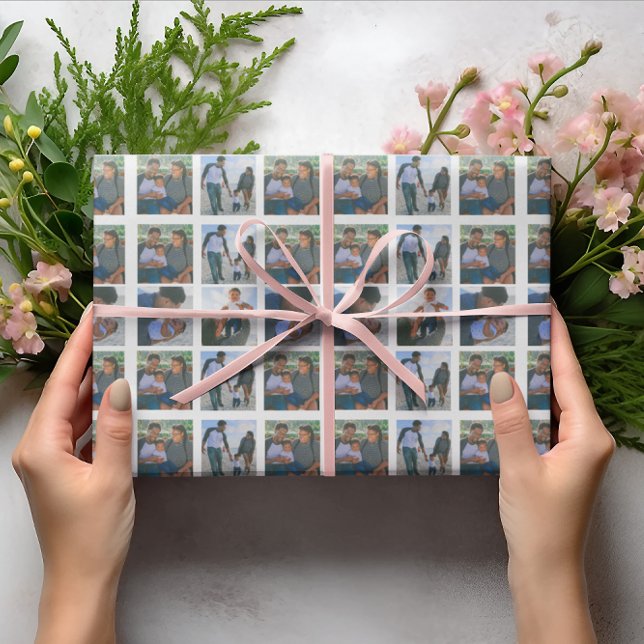 Papel De Regalo Familia de collages de fotos Personalizar esta pla (Photo Collage Family Personalize This Template Wrapping Paper)