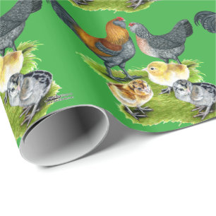 Papel De Regalo Familia de Gallinas Ameraucana