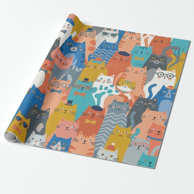 PAPEL DE REGALO FAMILIA DE GATOS (Desenrollado)