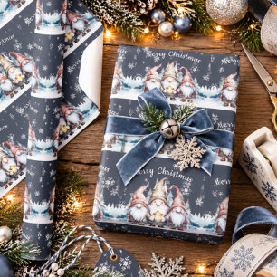 Papel De Regalo Familia de Gnomos Navideños Caprichosos