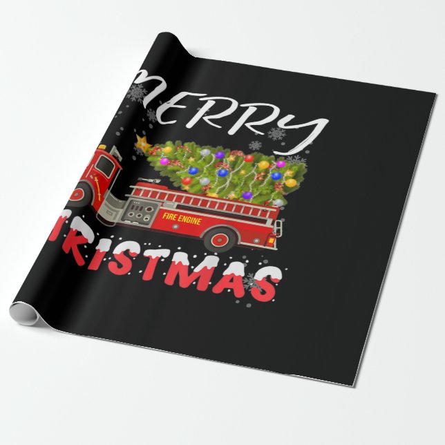 Papel De Regalo Familia de Navidades bomberos de camiones cisterna (Desenrollado)