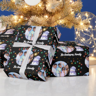Papel De Regalo Familia de Navidades modernos foto y nombre de Sno