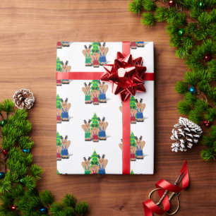Papel De Regalo Familia de osos renos Navidad
