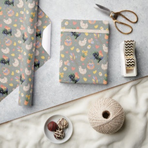 Papel De Regalo Familia Feliz Pascua (Gris Español)