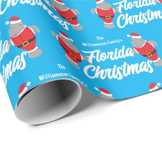 Papel De Regalo Familia Florida Manatee Navidades (Esquina del rollo)
