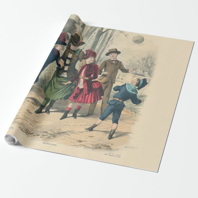 Papel De Regalo Familia Infantil Vieja Victoriana (Desenrollado)