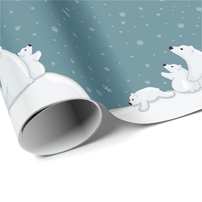 Papel De Regalo Familia Oso Polar (Esquina del rollo)
