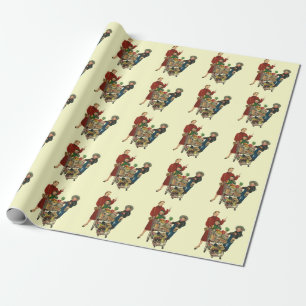 Papel De Regalo Familia Retro, mamá y niños, compras en carritos