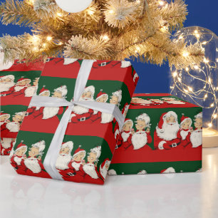 Papel De Regalo Familia Retro Santa de Mitad de Siglo – Kitsch Cla