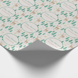 Papel De Regalo Familia Vintage Christmas Reindeer Pine