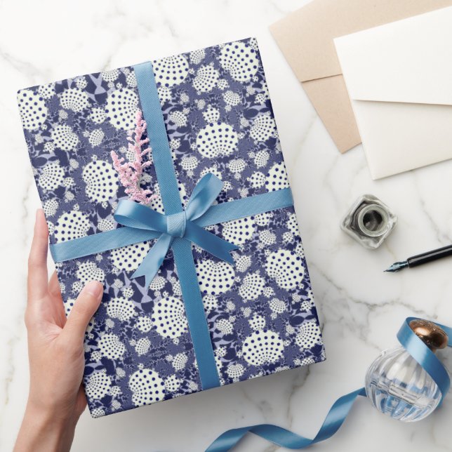 Papel De Regalo Famoso Mandelbrot Full Set Blue White Pattern (Regalar)