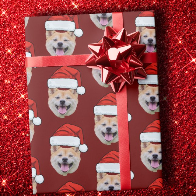 Papel De Regalo Famoso Personalizado Face Dog Photo Santa Hat Navi (Subido por el creador)