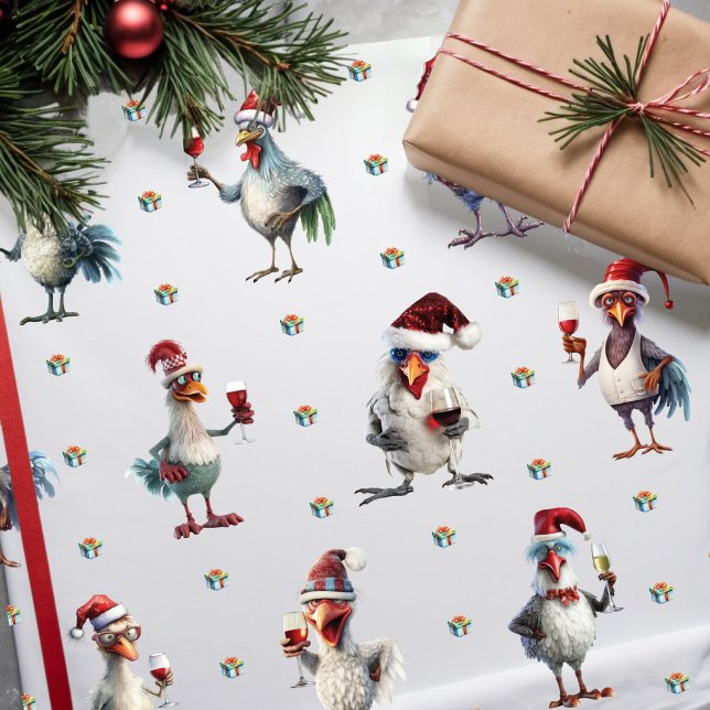 Papel De Regalo Famosos Navidades de Fiesta de pollo en blanco (Subido por el creador)