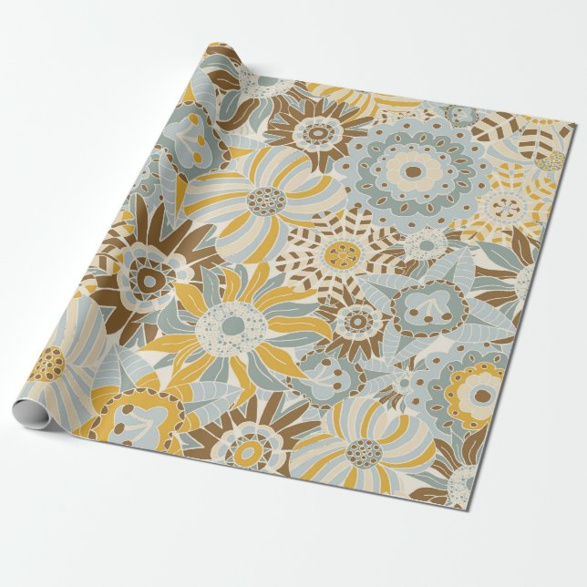 Papel De Regalo Fancy Bold Flowers (Desenrollado)
