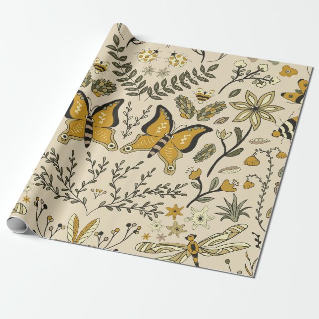 Papel De Regalo Fancy Butterflies and Flowers 2 (Desenrollado)