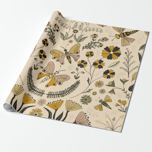 Papel De Regalo Fancy Butterflies and Flowers 3 (Desenrollado)