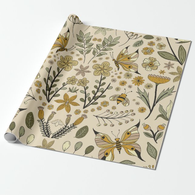 Papel De Regalo Fancy Butterflies and Flowers 4 (Desenrollado)