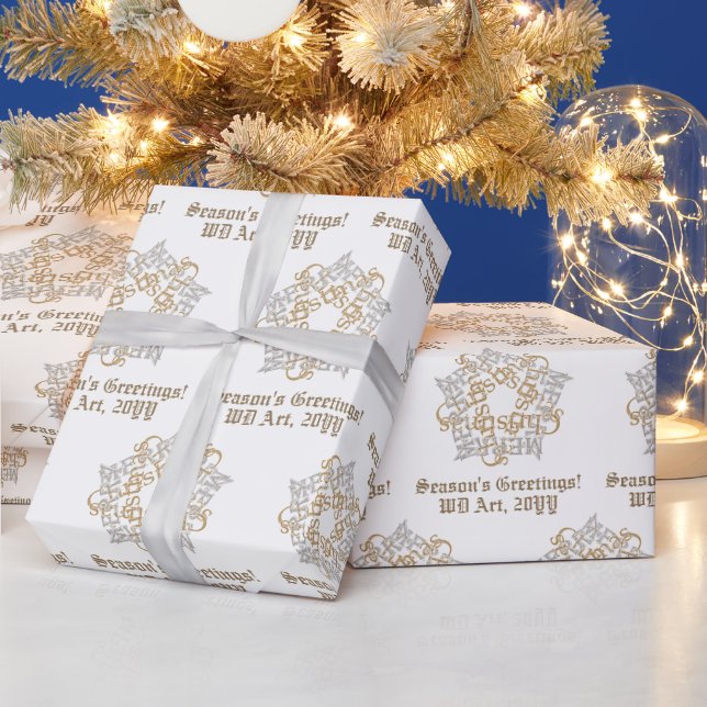 Papel De Regalo Fancy Merry Christmas Gold Silver personalizado (Vacaciones)