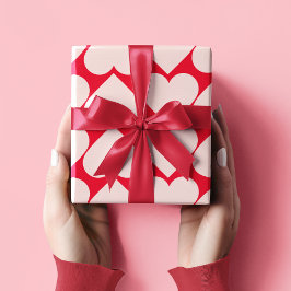 Papel De Regalo Fancy Red & Pink Heart Pattern Valentines Wraping