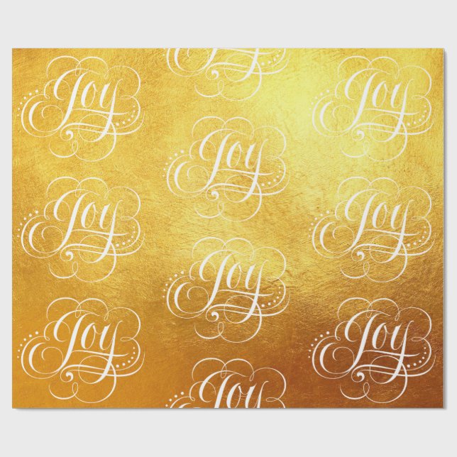 Papel De Regalo Fancy Swirly Joy Relieve metalizado dorado Letteri (Superficie plana)