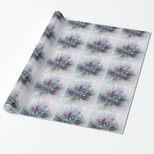 Papel De Regalo Fantasía abstracta moderna y colorida de flor frac