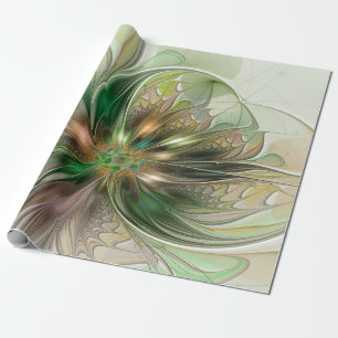 Papel De Regalo Fantasía abstracta moderna y colorida Flor fractal