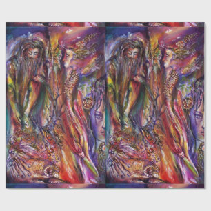 Papel De Regalo Fantasía azul púrpura VIVIENE Y MERLIN