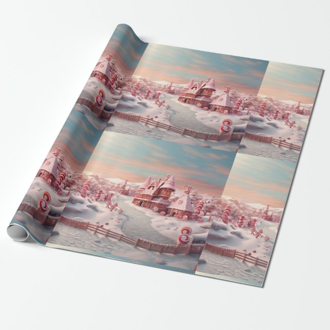 Papel De Regalo Fantasía Casa de Gingerbread con Canales 4 (Desenrollado)