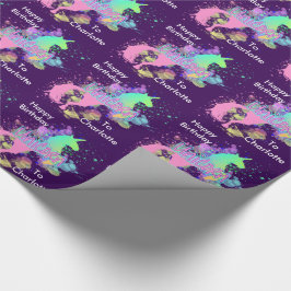 Papel De Regalo Fantasía con el arcoiris Unicornio personalizado