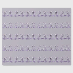 Papel De Regalo Fantasia de Gatito Enjoyada de Púrpura Real
