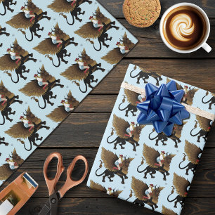 Papel De Regalo Fantasía de león alado de vaca rojo