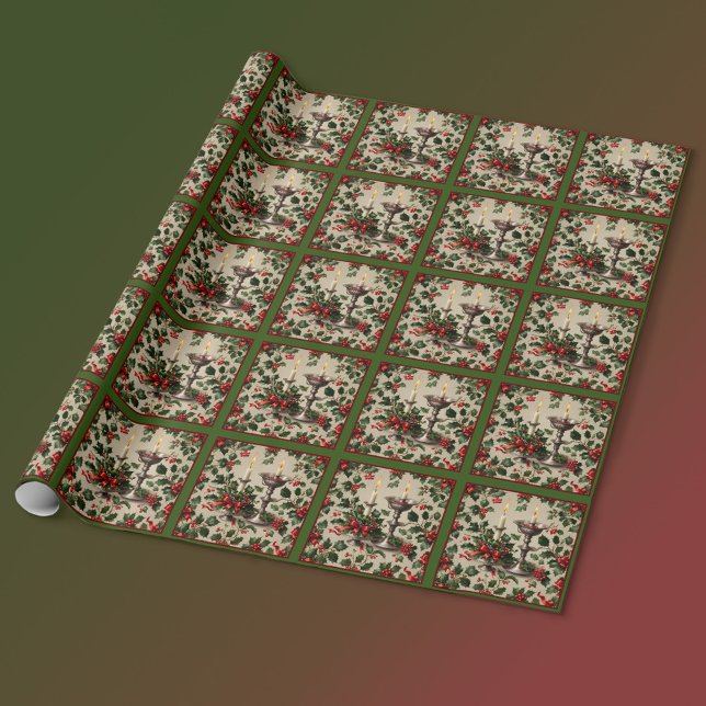 Papel De Regalo Fantasía de Navidad Holly y Velas (Subido por el creador)