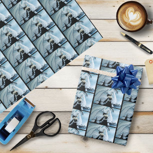 Papel De Regalo Fantasía del Dragón Blanco de la Reina Blanca