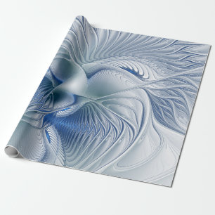 Papel De Regalo Fantasía dinámica abstracta tonos azules arte frac