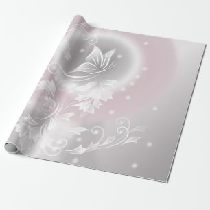 Papel De Regalo Fantasía floral blanca gris de Rubor