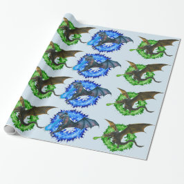 Papel De Regalo Fantasía Magia Dragón Serpiente Respiración de Fue