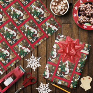 Papel De Regalo Fantasía Mágica de Navidad Dragón de Santa Calidez