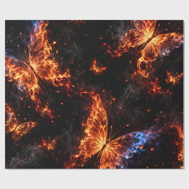Papel de regalo Fantasía Mariposa en llamas (Superficie plana)