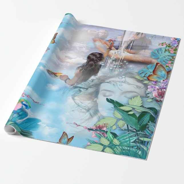 Papel De Regalo Fantasía por el Surrealismo Tropical (Desenrollado)