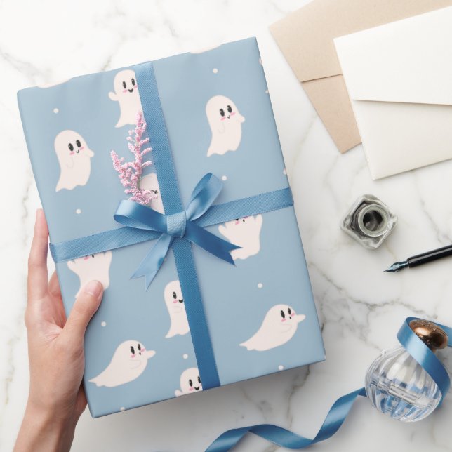 Papel De Regalo Fantasía por los fantasmas Blue Halloween (Regalar)