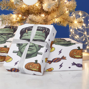 Papel De Regalo Fantasma arte Frankenstein Monster Halloween