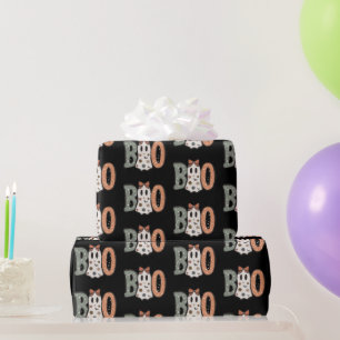 Papel De Regalo Fantasma Boo Naranja Verde Lindo Negro Halloween
