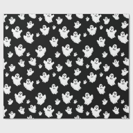 Papel De Regalo Fantasma Boo Patrón Negro de Halloween